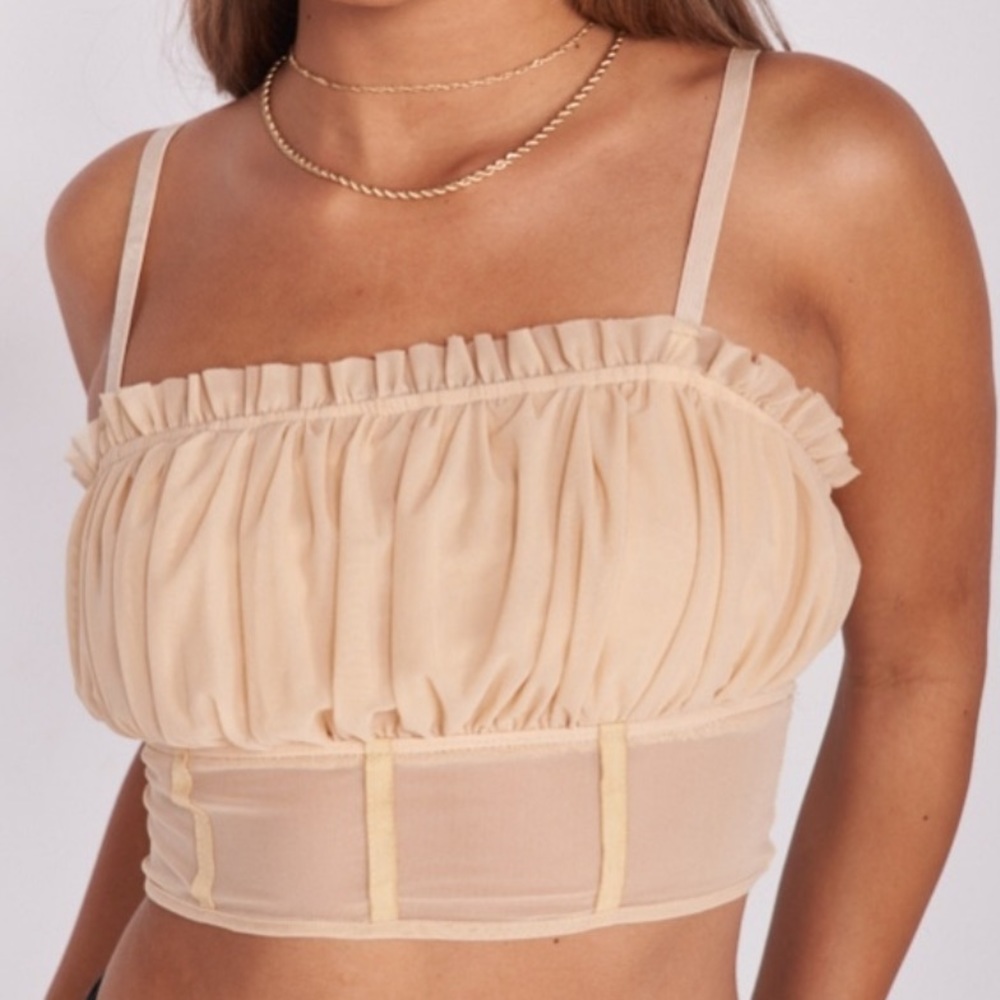 Corset style mesh crop top